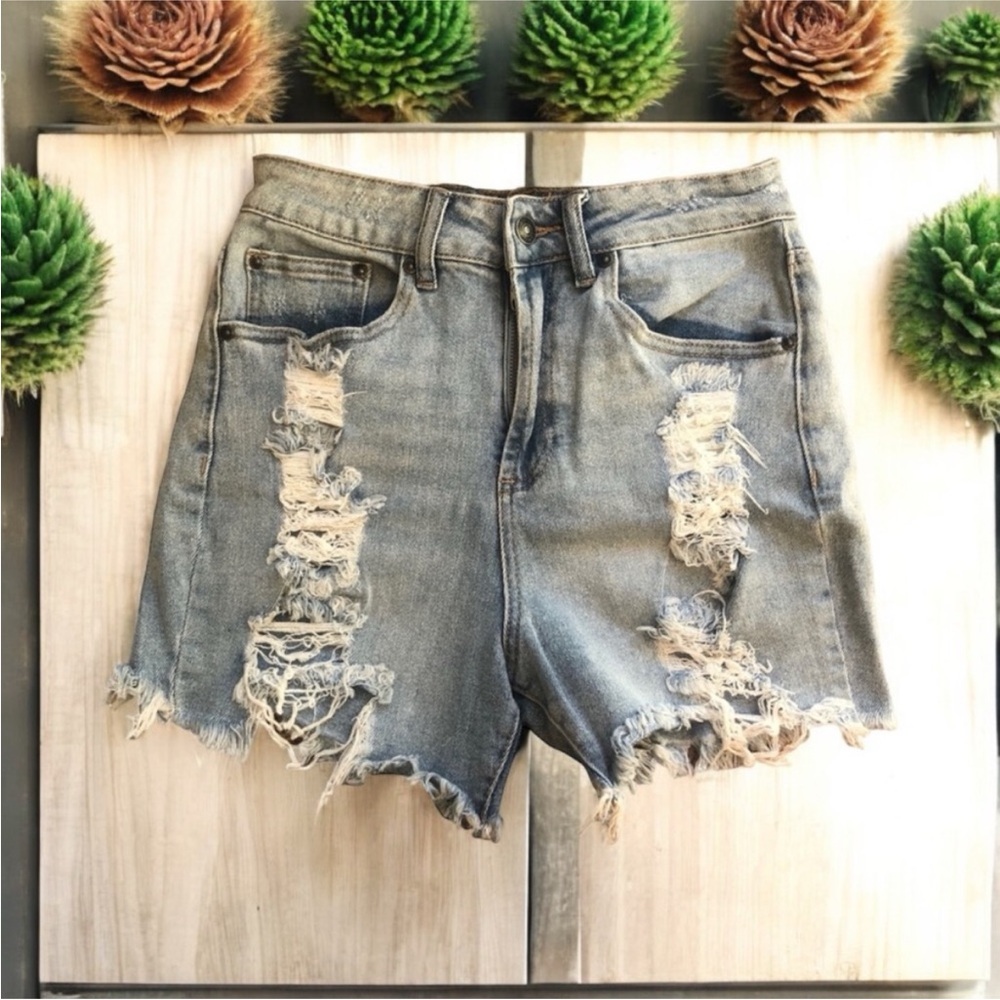 Almost Famous Light Wash Distressed Jean Shorts